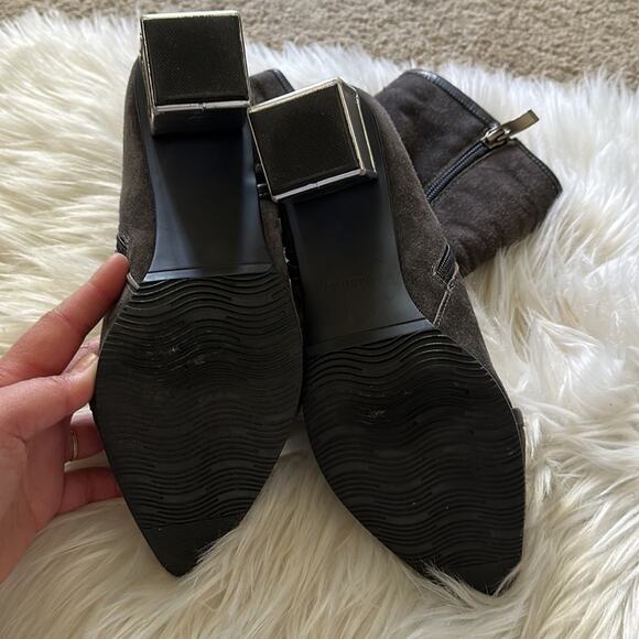 Brown/Gray Suede Block Heel Boots Size 7 - Picture 6 of 9